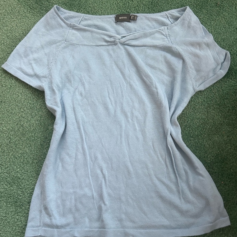 Mexx Blue Tie Front Relaxed Blouse